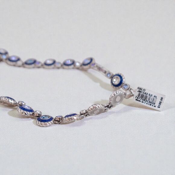 Brighton Halo Eclipse Blue Enamel Crystal Collar Necklace Silver Plated Rare - Picture 6 of 7